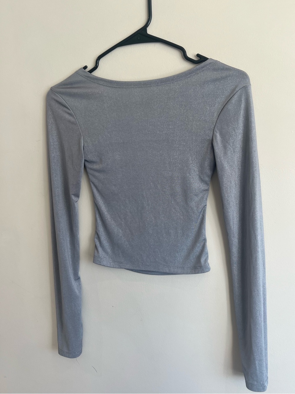 Glittery Grey Open Back Long Sleeve